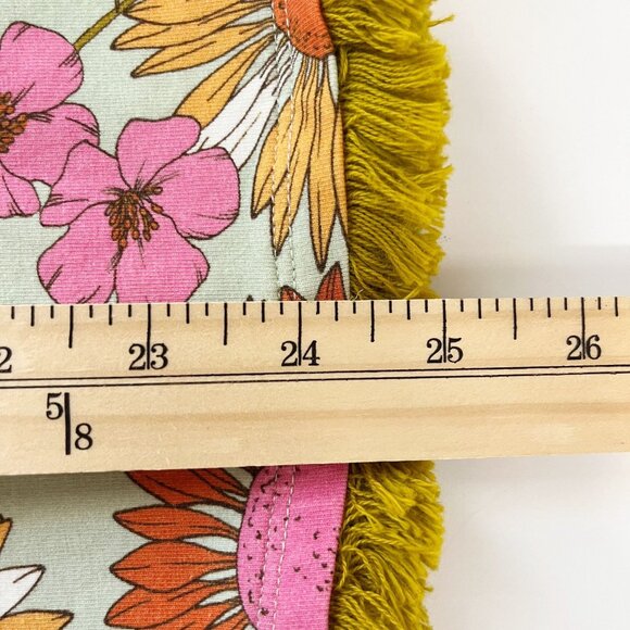 Spartina 449 Green Floral Tunic Top Fringe Trim Bold Print Cotton Size Small - Picture 7 of 7